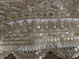 White and gold sequin panelled lehenga skirt