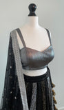 Gunmetal silver metallic sleeveless cami style blouse