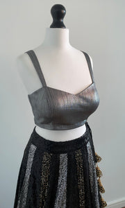 Gunmetal silver metallic sleeveless cami style blouse