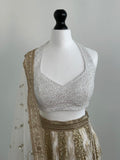 White sequin halterneck blouse