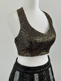 Black gold sequin halterneck blouse