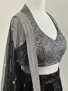 Black and silver net dupatta