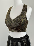 Black gold sequin halterneck blouse