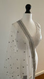 White and silver net dupatta