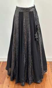 Black sequin panelled lehenga skirt