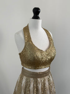 Gold sequin halterneck blouse